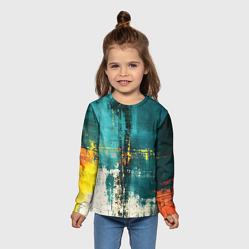 Детский лонгслив Ржавчина сине-белая / 3D-принт – фото 5