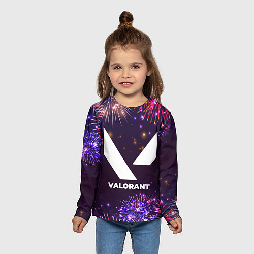 Детский лонгслив Праздничный Valorant / 3D-принт – фото 5