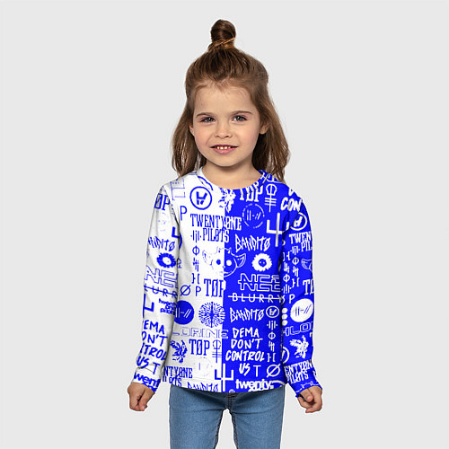 Детский лонгслив Twenty one pilots лого / 3D-принт – фото 5