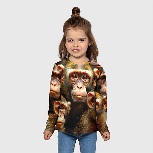 Детский лонгслив Макаки / 3D-принт – фото 5