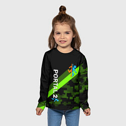 Лонгслив детский Portal camo steel geometry, цвет: 3D-принт — фото 2