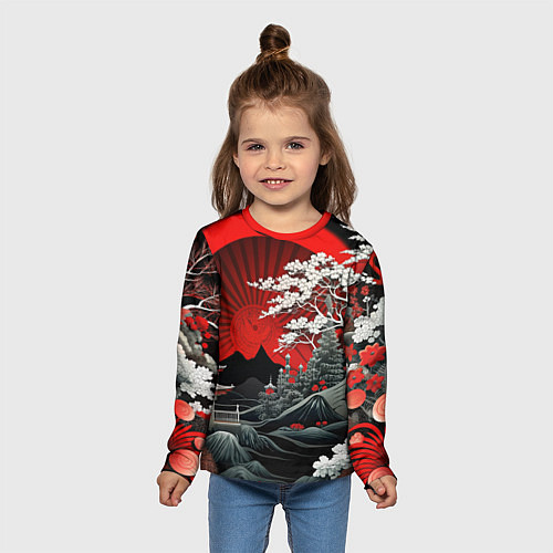 Детский лонгслив Деревья Японии и природа / 3D-принт – фото 5