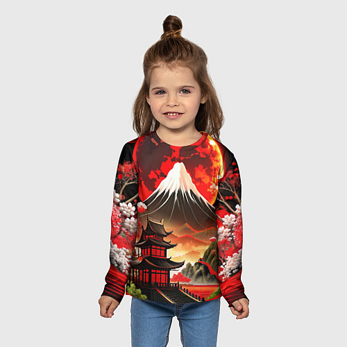 Детский лонгслив Коллаж Японской природы / 3D-принт – фото 5