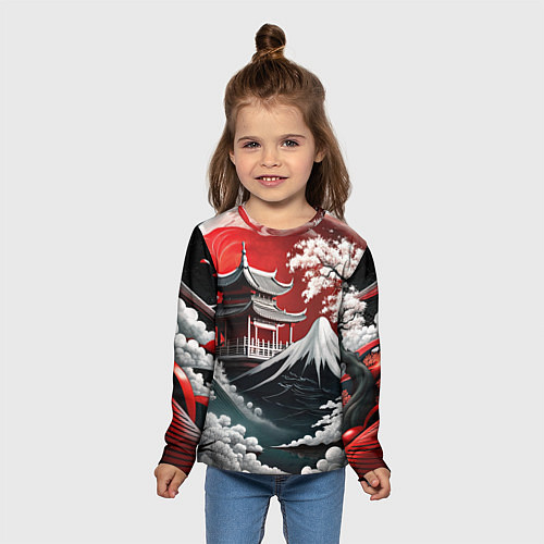 Детский лонгслив Футуристическая японская иллюстрация / 3D-принт – фото 5