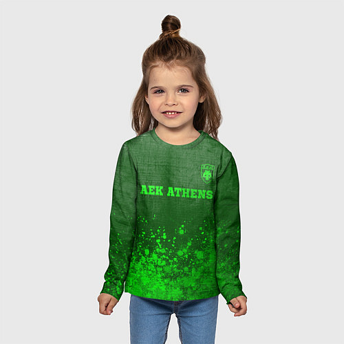 Детский лонгслив AEK Athens - green gradient посередине / 3D-принт – фото 5