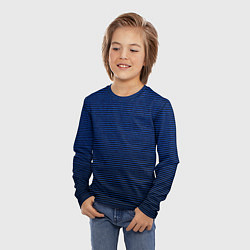 Лонгслив детский Синий текстурированный в чёрную полоску, цвет: 3D-принт — фото 2