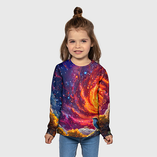 Детский лонгслив Кукушка в космосе / 3D-принт – фото 5
