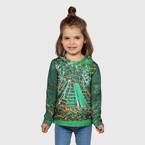 Детский лонгслив Башня в джунглях / 3D-принт – фото 5