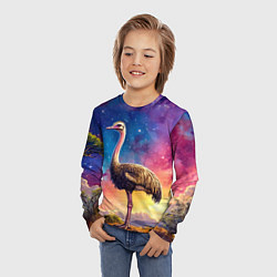 Лонгслив детский Страус и звездное небо, цвет: 3D-принт — фото 2