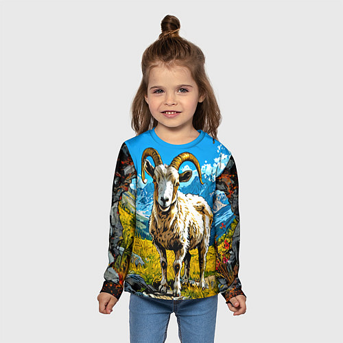 Детский лонгслив Горный козел / 3D-принт – фото 5