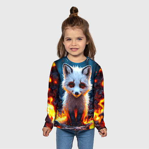 Детский лонгслив Песец в огне / 3D-принт – фото 5