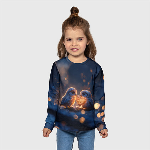 Детский лонгслив Милые влюбленные совушки / 3D-принт – фото 5