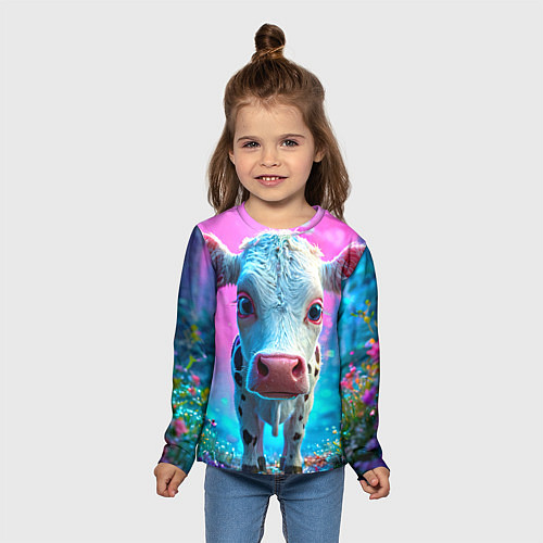 Детский лонгслив Коровка в сказочном лесу / 3D-принт – фото 5