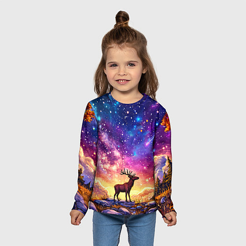 Детский лонгслив Лось и звездное небо / 3D-принт – фото 5