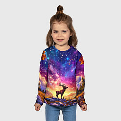 Лонгслив детский Лось и звездное небо, цвет: 3D-принт — фото 2
