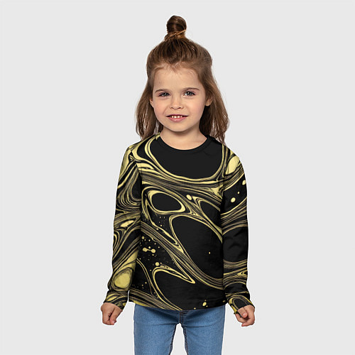 Детский лонгслив Разводы в виде кругов и линий - текстура / 3D-принт – фото 5