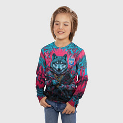 Лонгслив детский Волк с гербом РФ, цвет: 3D-принт — фото 2