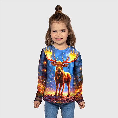Детский лонгслив Лосенок в лесу / 3D-принт – фото 5