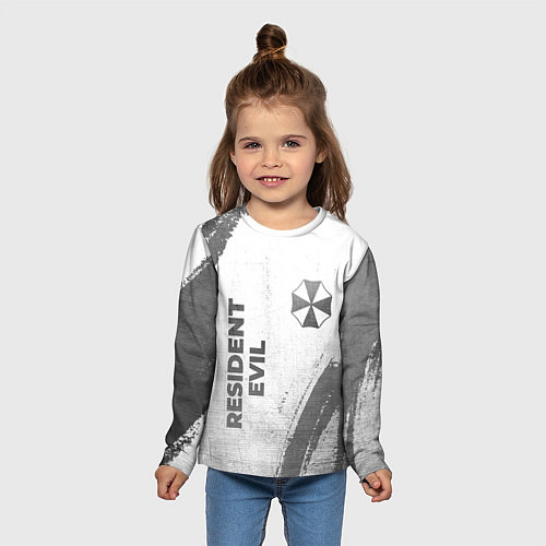 Детский лонгслив Resident Evil - white gradient вертикально / 3D-принт – фото 5