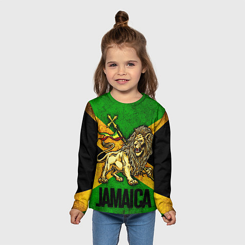 Детский лонгслив Jamaica lion flag / 3D-принт – фото 5
