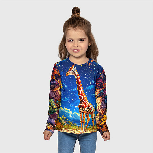 Детский лонгслив Жираф в звездную ночь / 3D-принт – фото 5