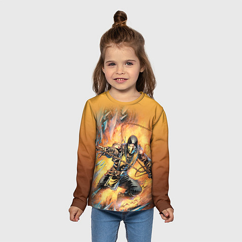 Детский лонгслив Scorpion - Mortal Kombat / 3D-принт – фото 5