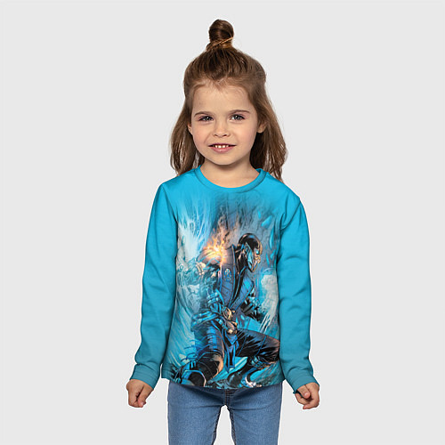 Детский лонгслив Mortal Kombat - Sub-Zero / 3D-принт – фото 5