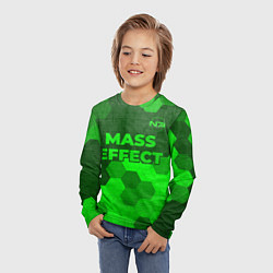 Лонгслив детский Mass Effect - green gradient посередине, цвет: 3D-принт — фото 2