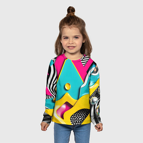 Детский лонгслив Праздничная абстракция / 3D-принт – фото 5