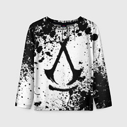 Лонгслив детский Assassins creed shadows - черно-белые брызги, цвет: 3D-принт