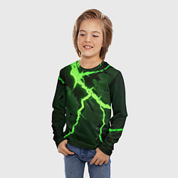 Лонгслив детский Зеленая неоновая молния, цвет: 3D-принт — фото 2