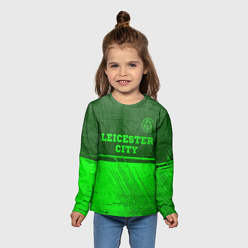 Детский лонгслив Leicester City - green gradient посередине / 3D-принт – фото 5