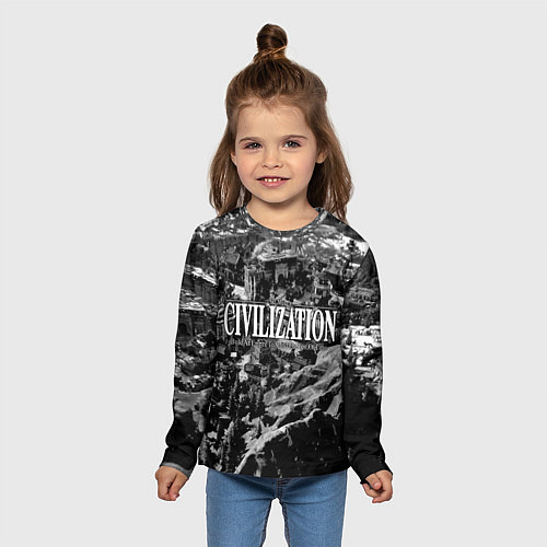Детский лонгслив Civilization - global strategy / 3D-принт – фото 5