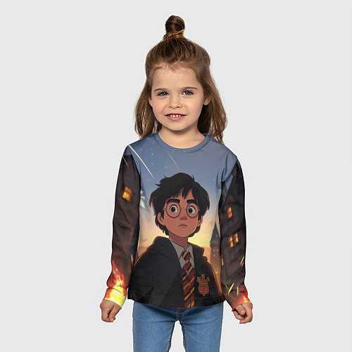 Детский лонгслив Загадочный Гарри Поттер / 3D-принт – фото 5