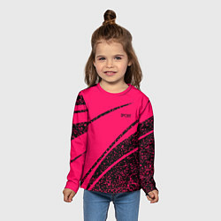 Лонгслив детский Sport розовый с чёрным в крапинку, цвет: 3D-принт — фото 2