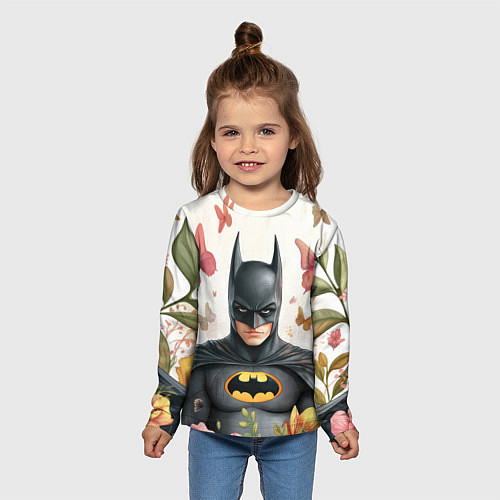 Детский лонгслив Бэтмен бабочки и цветы / 3D-принт – фото 5