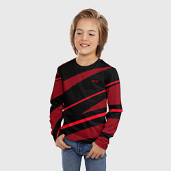 Лонгслив детский Sport чёрный и красный полосы, цвет: 3D-принт — фото 2