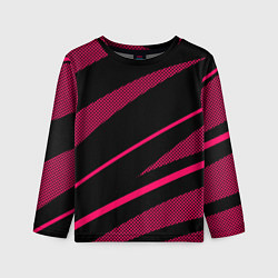 Лонгслив детский Чёрный с розовым абстракция полосы, цвет: 3D-принт