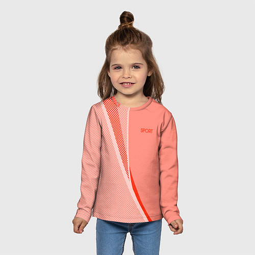 Детский лонгслив Sport персиковый с полосой / 3D-принт – фото 5