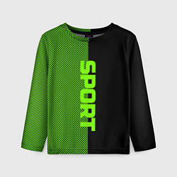 Лонгслив детский Sport чёрно-зелёный пополам, цвет: 3D-принт