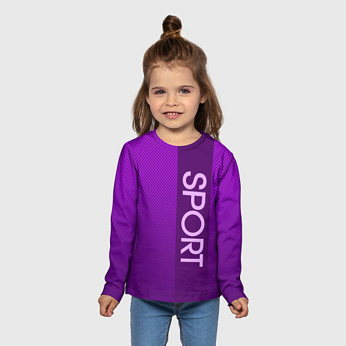 Детский лонгслив Sport крупными фиолетовый с полосой / 3D-принт – фото 5