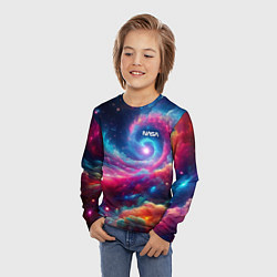 Лонгслив детский Неоновая галактическая спираль - нейроарт, цвет: 3D-принт — фото 2