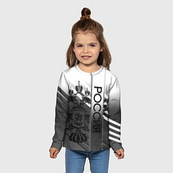 Лонгслив детский Россия герб и полосы серый, цвет: 3D-принт — фото 2
