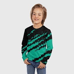 Лонгслив детский The color is black and turquoise, цвет: 3D-принт — фото 2