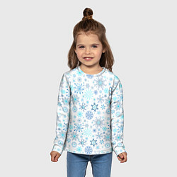 Лонгслив детский Бирюзовые снежинки, цвет: 3D-принт — фото 2