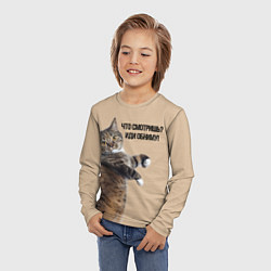 Лонгслив детский Что смотришь иди обниму кот Марс, цвет: 3D-принт — фото 2