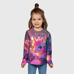 Лонгслив детский Единорог и светлячки, цвет: 3D-принт — фото 2