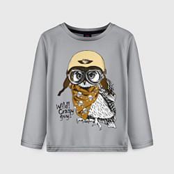 Лонгслив детский Owl - wild crazy guy, цвет: 3D-принт