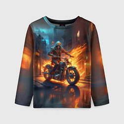 Лонгслив детский Скелет байкер, цвет: 3D-принт