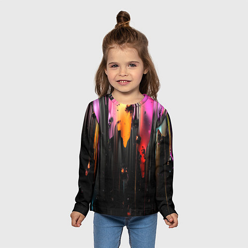 Детский лонгслив Разноцветная рельефная краска текстура / 3D-принт – фото 5